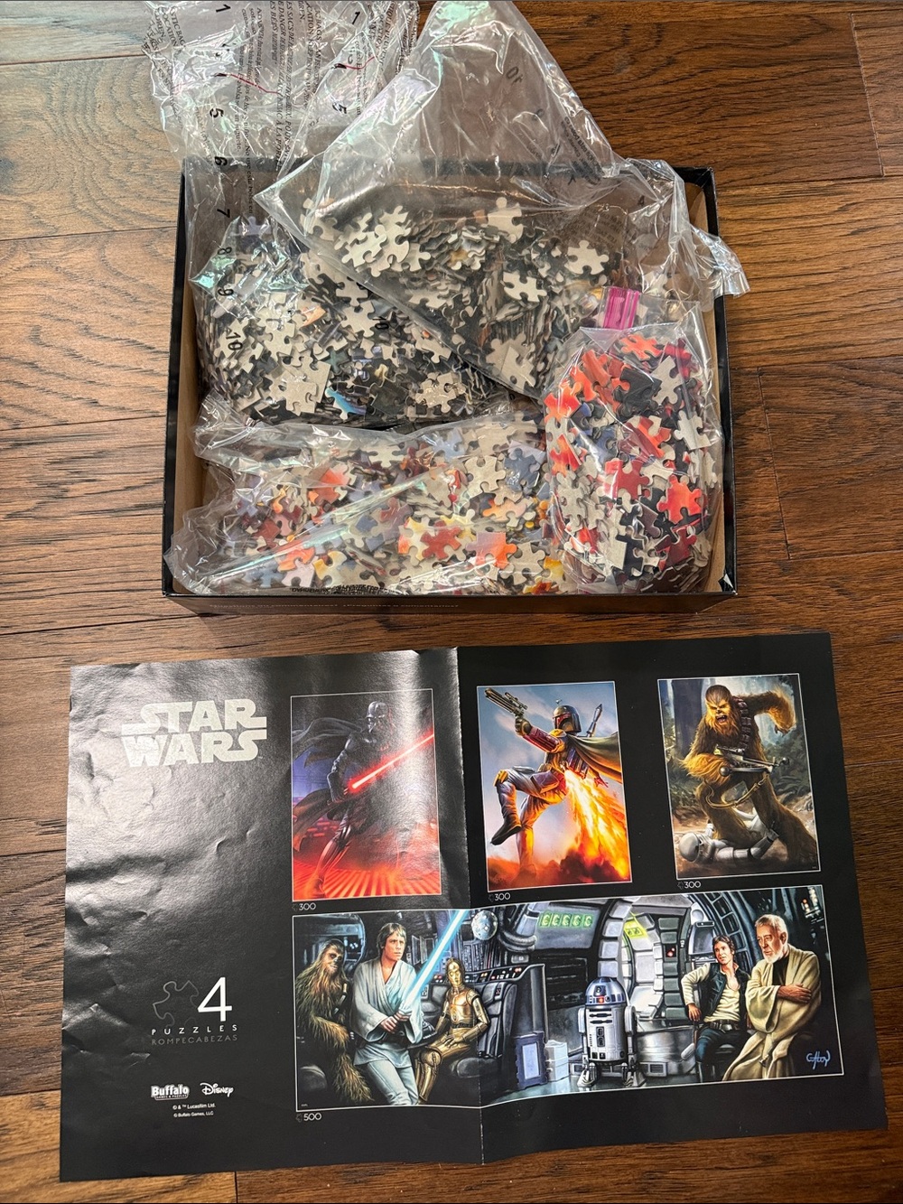 Star Wars Puzzle Set of 4 puzzles- in Black box with Red, Blue, Brown. - Picture 5 of 5
